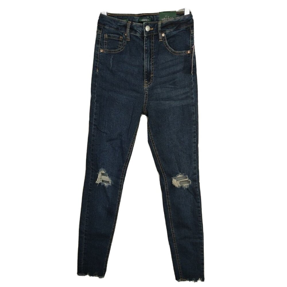 Wild Fable Highest Rise Skinny Ripped Jeans Women Size 2 26 Dark Wash Distress - Picture 1 of 10